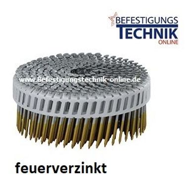 PC Coilnägel 2,1x50mm Ring feuerverzinkt 15° plast für Tjep Senco Bostitch N75C-2-E 6