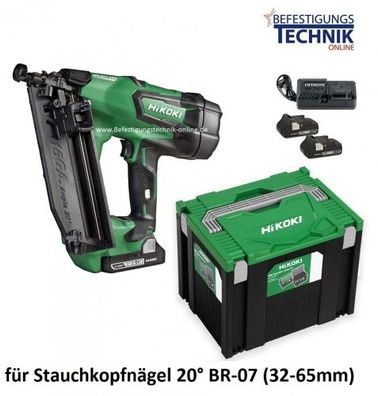 HiKOKI Akku Nagler NT1865DA 18V 2x3,0Ah 32-65mm für 20° Stauchkopfnägel Bosch GNH 18V