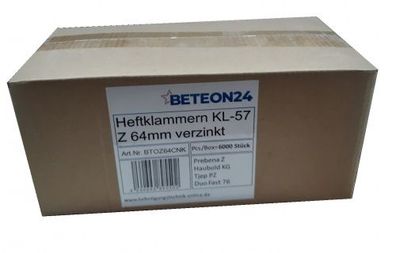 Heftklammern Z 64 CNKHA 64mm verzinkt Prebena Z Haubold KG 725 KL-57 (1Box=6,0 Mille)