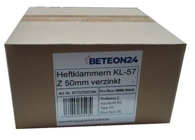 Heftklammern Z 50 CNKHA 50mm verzinkt Prebena Z Haubold KG 725 KL-57 (1Box=9,5 Mille)