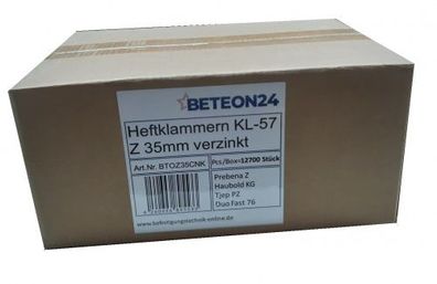 Heftklammern Z 35 CNKHA 35mm verzinkt Prebena Z Haubold KG 725 KL-57 (1Box=12,7 Mille