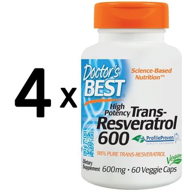 4 x Trans-Resveratrol 600 - 60 vcaps