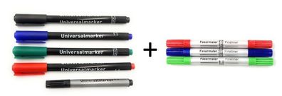 4 Universalmarker + 1 Minimarker Marker Stift + 3 Mini Fineliner Fasermaler NEU