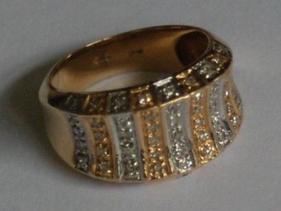 Band Ring Bandring Bi Color 57 x Diamant 585 Gold