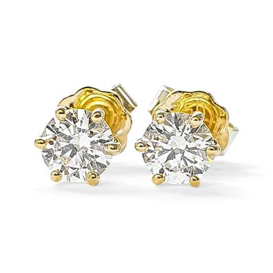 Diamant Brillant Ohrstecker Paar 750/ - Gelbgold 18 Karat Gold 0,70 ct IF/ F