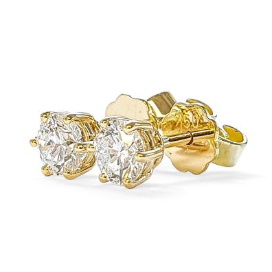 Diamant Brillant Ohrstecker Paar 750/ - Gelbgold 18 Karat Gold 0,80 ct IF/ F