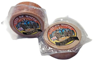 Tete de Moine Reserve AOP Käse 2 x 400g für Girolle Käsehobel halber Laib