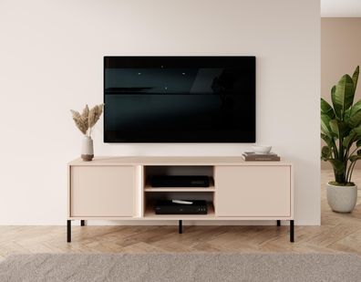 FURNIX TV-Schrank DASTI 153 Fernsehschrank mit Türen und Metallfüße Beige