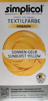 Simplicol Textilfarbe intensiv all in 1 -Flüssige Rezeptur "Sonnen-gelb" Neu!