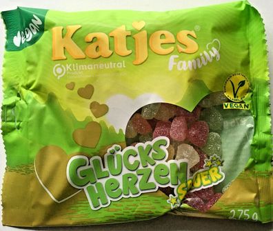 Katjes Family Glücksherzen sauer Fruchtgummi 275g Packung MHD 09/2023