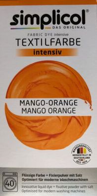 Simplicol Textilfarbe intensiv all in 1 -Flüssige Rezeptur "Mango Orange" Neu!