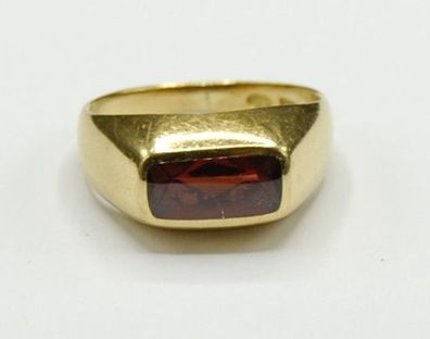 Solitär Siegel Ring klein Granat Citrin 750 Gold massiv