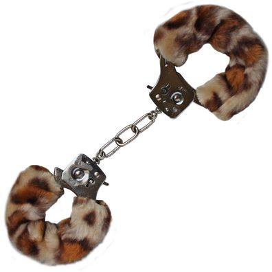 Furry Love Cuffs Handschellen mit Leopardenüberzug + 2 Schlüssel