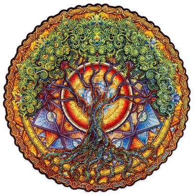 Unidragon Holzpuzzle Mandala – Baum des Lebens – 200 Teile – Mittel 25 cm