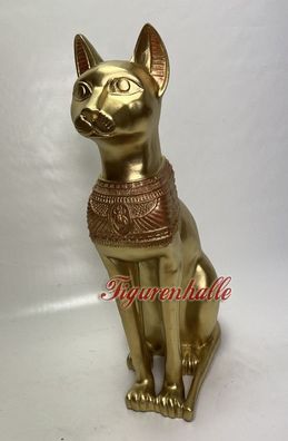 Ägyptische Katze Bastet Ägypten Figur Statue Skulptur Einrichtung Dekoratin Gold Lack