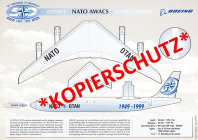 Cutout Papier-Bastelbogen Boeing NATO AWACS Flying Model 1949-1999