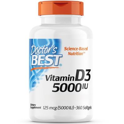Doctor's Best, Vitamin D3 Depot, 5000 I. E, 360 Weichkapseln