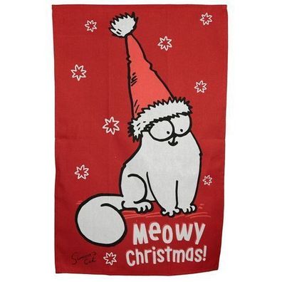 Simon's Cat Katze Weihnachten Geschirrtuch aus Polycotton (pro Stück)