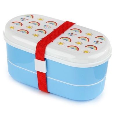 Regenbogen gestapelte Bento Box Lunchbox mit Gabel & Löffel