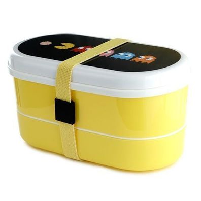 Pac-Man gestapelte Bento Box Lunchbox mit Gabel & Löffel