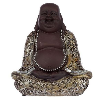 Braun und Silber Chinesischer Lachender Buddha Sitzend