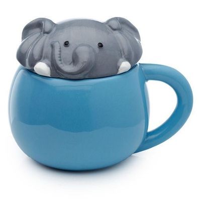 Adoramals Elefant piepsender Tier-Deckel Tasse aus Dolomit-Keramik