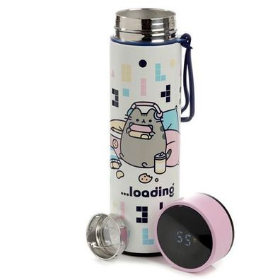 Pusheen Gamer Thermo Trinkflasche mit Digital Thermometer
