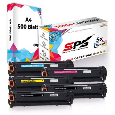 5x Toner 125A CB540A CB541A CB542A CB543A kompatibel für HP Color Laserjet CP1210 ...