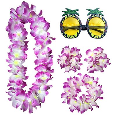 Hawaiianische Kopfschmuck-Armbänder für Damen, Kranz, Girlande, Hochzeit, Lila