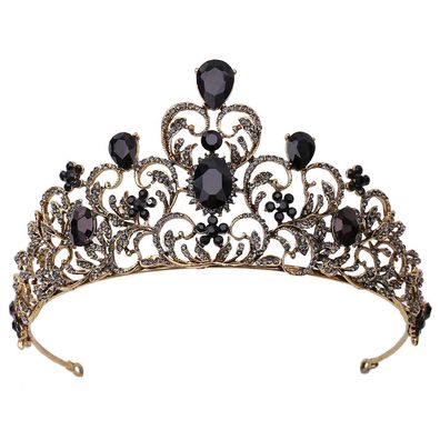 Gotische Kronen für Mädchen - Vintage-Barock-Königin-Tiara für Schwarz