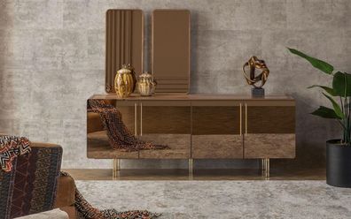 Sideboard mit 2x Spiegel Anrichte Luxus Garnitur Kommode Holz Kommoden Modern