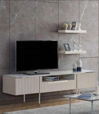 Rtv mit 2x Regale Lowboard Sideboard Tisch Wohnzimmer Modern Holz Design