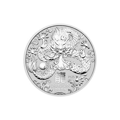 Silbermünze Jahr des Drachen 1 Oz Lunar III (5.) 2024 Australien Silber Münze