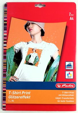 Herlitz T-Shirt Print Glitzereffekt DIN A4 helle Textilien