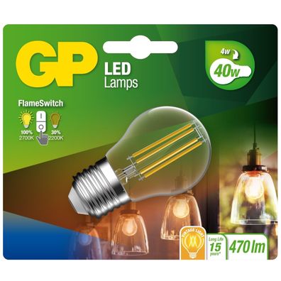 GP Vintage LED-Lampe Filament 2-Stufen E27 A45 4W 40W Globe Birne Leuchtmittel