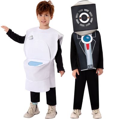 Skibidi Toilet Cosplay Jumpsuit kinder Speakerman Zweiteiliges Kostüm Halloween Party