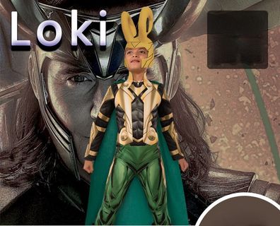 Superheld Loki Cosplay Jumpsuit Kinder Halloween Party Showanzug Cos Bodysuit Mantel