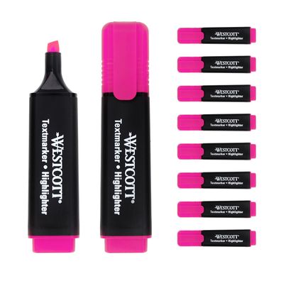Textmarker Highlighter leuchtend Pink 10 Stück Tinte auf Wasserbasis Keilspitze ...
