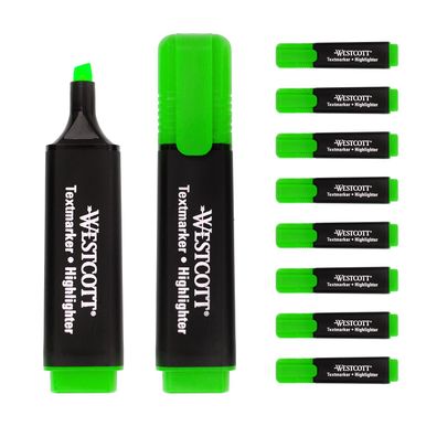 Textmarker Highlighter leuchtend Grün 10 Stück Tinte auf Wasserbasis Keilspitze ...