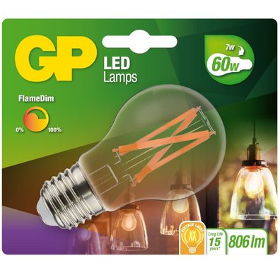GP Vintage LED-Lampe Filament Dimmbar E27 A60 7W 60W Globe Birne Leuchtmittel