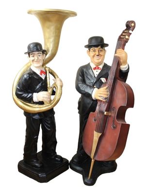 Deko Figuren Dick und Doof stehend Musiker H 89/95 cm Stan und Hardy Kunstharz