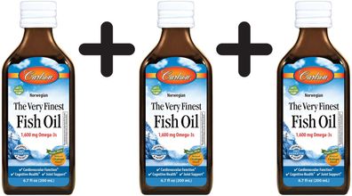 3 x The Very Finest Fish Oil, Natural Orange - 200 ml.