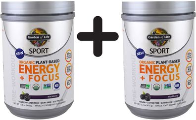 2 x Organic Plant-Based Energy + Focus, Blackberry - 432g