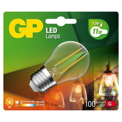 GP Vintage Gold LED-Lampe Filament E27 A45 1,2W 11W Globe Birne Leuchtmittel