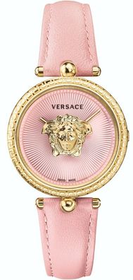 Versace VECQ01220 Palazzo Empire gold pink rosa Leder Armbanduhr Damen NEU
