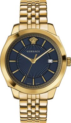 Versace VEV900619 Icon Classic blau gold Edelstahl Armband Uhr Herren NEU