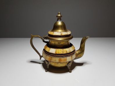 Alte Antike Kaffeekanne mit Stempel ca 1890 Teekanne Messing Orientalische Kanne