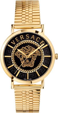 Versace VEJ400521 V-Essential schwarz gold Edelstahl Herren Uhr NEU