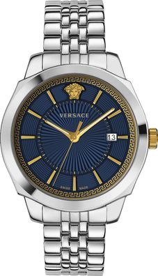 Versace VEV901523 Icon Classic blau gold silber Edelstahl Armband Uhr Herren NEU