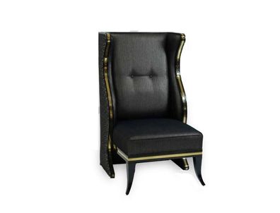 Klassischer Sessel Luxus Designen Holz Schwarz Ohrensessel Lounge Club